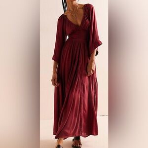 Free People Rich Red Long Sleeve Dress